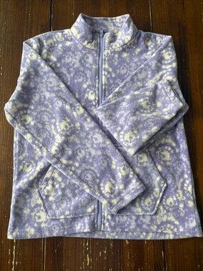 Eddie Bauer Lavender and Cream Floral Fleece Half-Zip